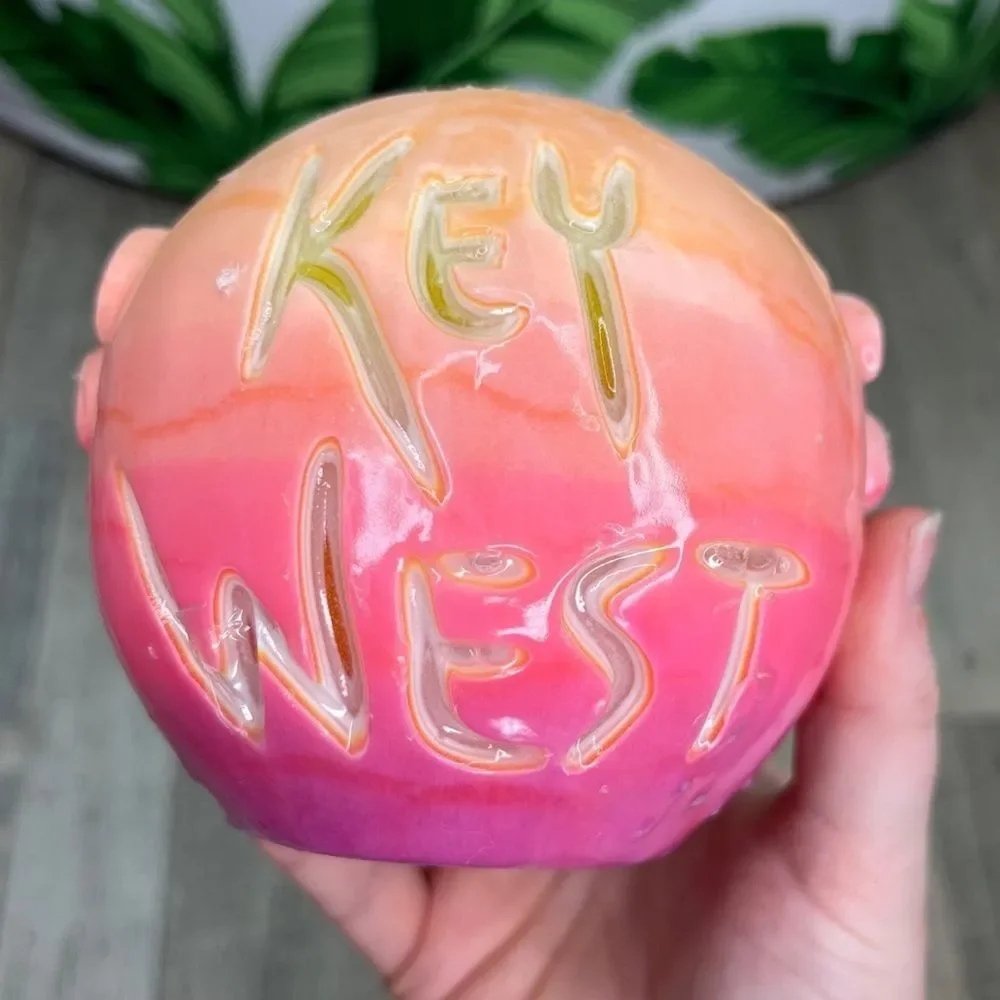 Dolphin Palm Tree Key West Florida Round Colorful Candle Nautical Coastal Decor